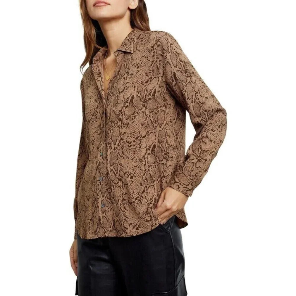 Rails Tan Snake Print Button Down Shirt - image 2